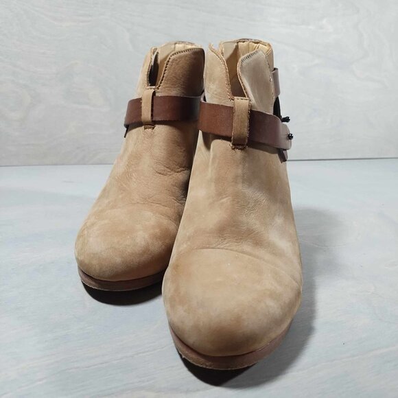 Rag & Bone Harrow suede ankle bootie gunmetal hardware stacked block‎ heel - Picture 11 of 11